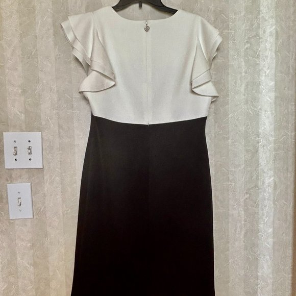 TOMMY HILFINGER HOLIDAY Cocktail Black and White Dress Ruffles Sz 12. Excellent - Picture 11 of 11